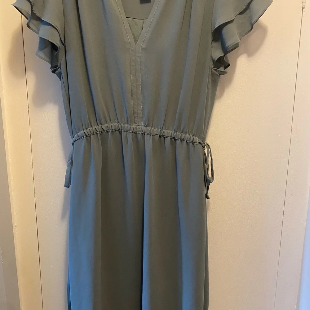 H&M Green Ruffled Ruched Midi Sundress - Picture 1 of 5